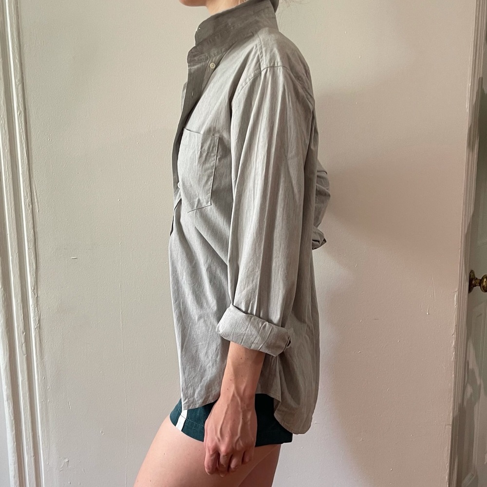 NWOT GOODFELLOW & CO Light Grey Long Sleeve Collared Pocket Button Down Shirt - Picture 8 of 14